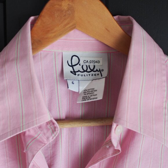 Lily Pulitzer | Pink & White Stripe Shirt - Picture 2 of 4